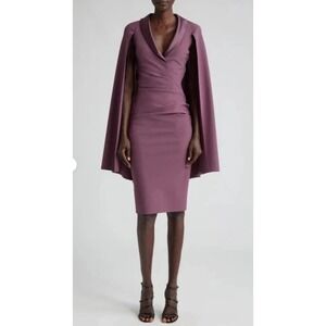 CHIARA BONI La Petite Robe Shiarif Pleated Dress 46 US 10 Split Cap Sleeve Shawl